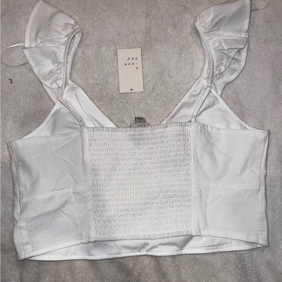 White Ruffled Crop Top - Picture 2 of 2